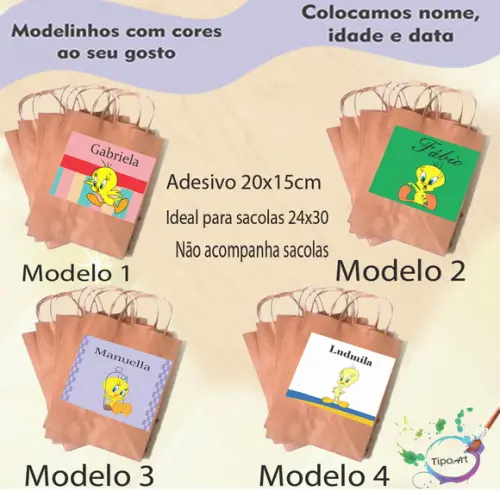 Adesivo para Sacola 20x15 -piu Piu