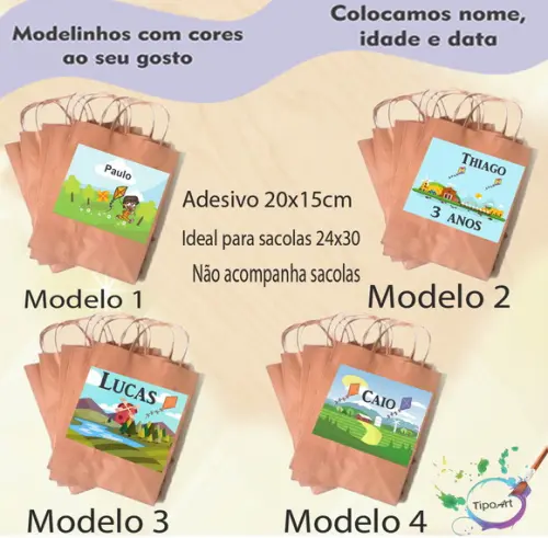 Adesivo para Sacola 20x15 -pipa e Catavento
