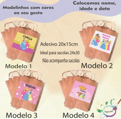 Adesivo para Sacola 20x15 -princesas