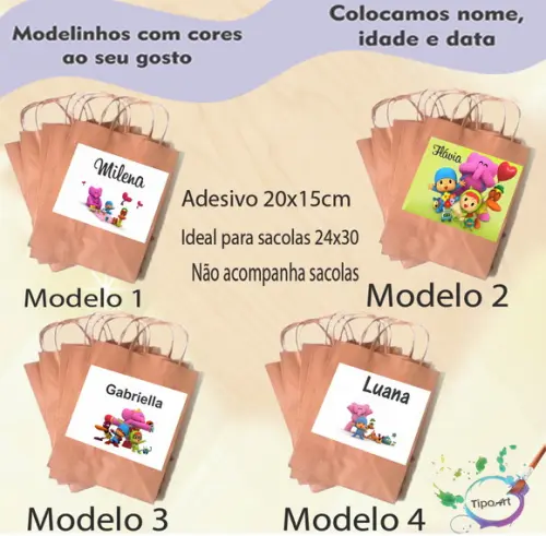 Adesivo para Sacola 20x15 -pocoyo