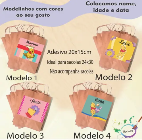 Adesivo para Sacola 20x15 -pooh