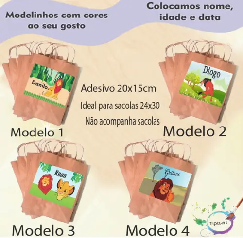 Adesivo para Sacola 20x15 -rei Leão