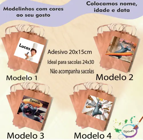 Adesivo para Sacola 20x15 -ratatouille