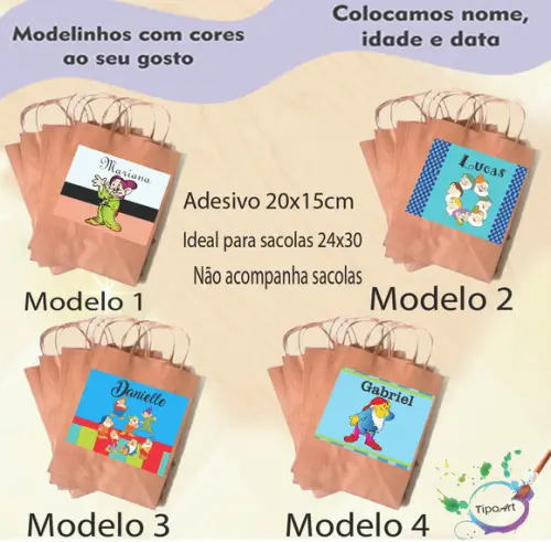 Adesivo para Sacola 20x15 -sete Anões