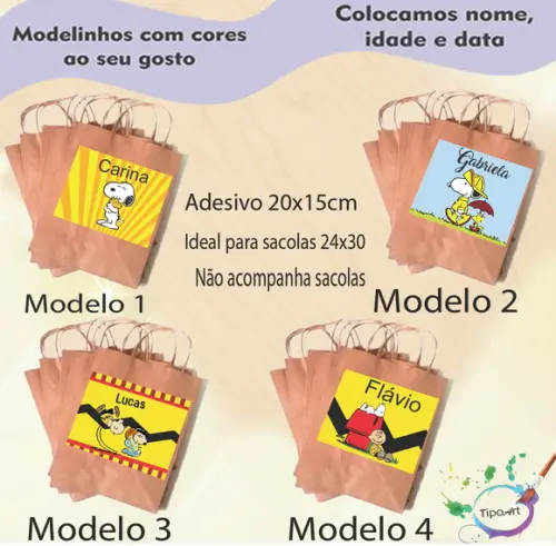 Adesivo para Sacola 20x15 -snoopy