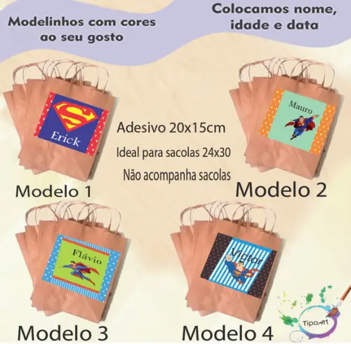 Adesivo para Sacola 20x15 -super Homem