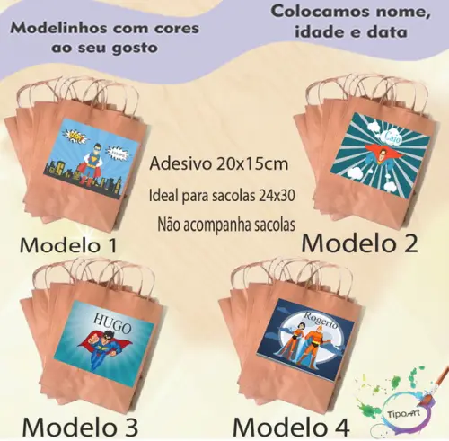 Adesivo para Sacola 20x15 -super Heroi