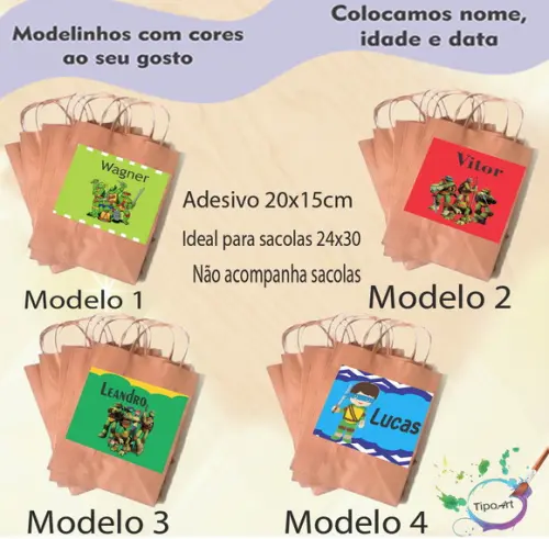 Adesivo para Sacola 20x15 -tartaruga Ninja