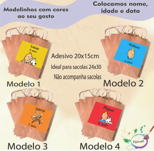 Adesivo para Sacola 20x15 -tintim