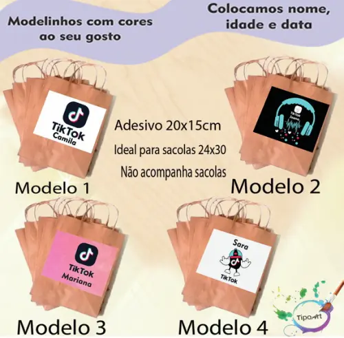 Adesivo para Sacola 20x15 -tik Tok