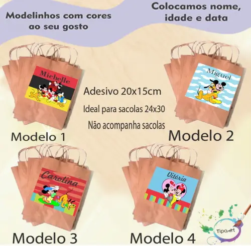 Adesivo para Sacola 20x15 -turma do Mickey