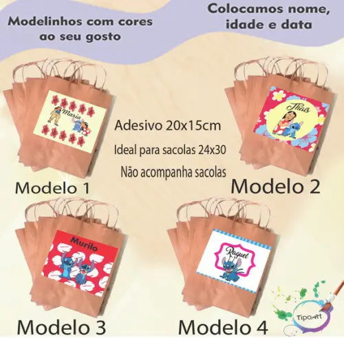 Adesivo para Sacola 20x15 -stitch e Lilo