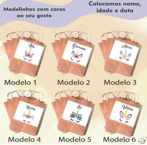 Adesivo para Sacola 20x15 -unicórnio Modelo 2