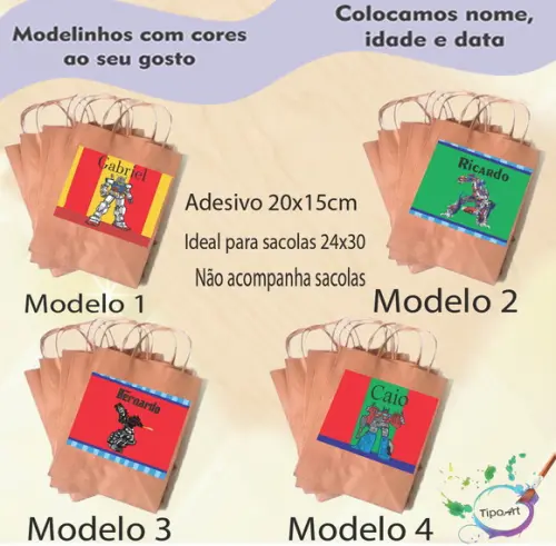 Adesivo para Sacola 20x15 -transformers