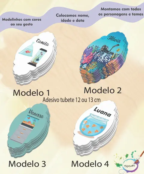 Adesivo para Tubete 12 ou 13 Cm-aquário