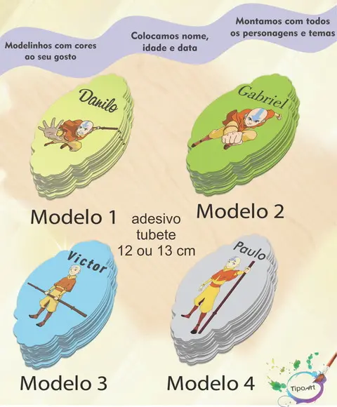 Adesivo para Tubete 12 ou 13 Cm-avatar Aang
