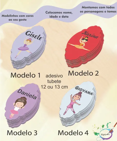 Adesivo para Tubete 12 ou 13 Cm-bailarina