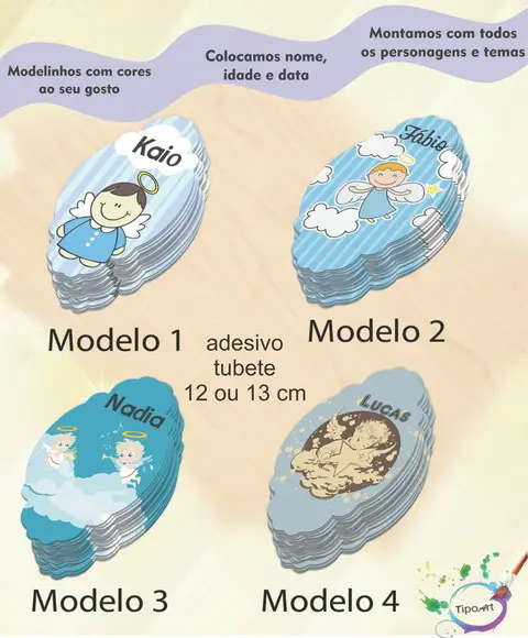 Adesivo para Tubete 12 ou 13 Cm-batizado