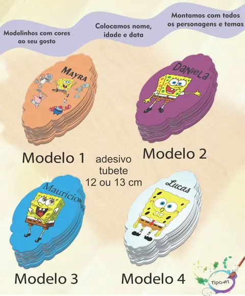 Adesivo para Tubete 12 ou 13 Cm-bob Esponja