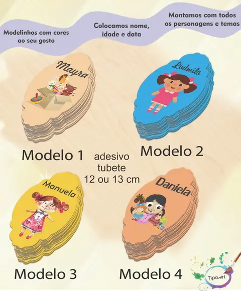 Adesivo para Tubete 12 ou 13 Cm-boneca