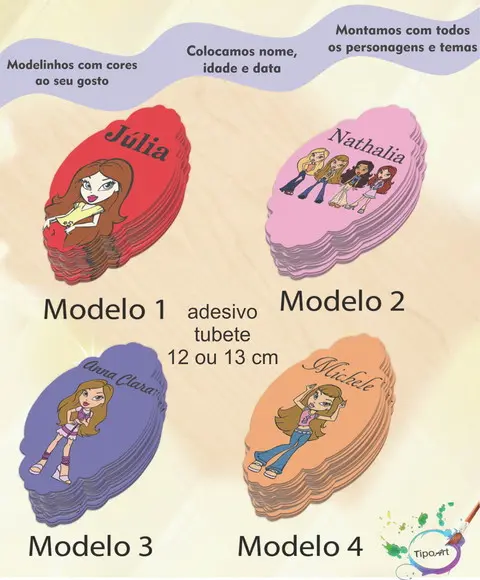 Adesivo para Tubete 12 ou 13 Cm-bratz