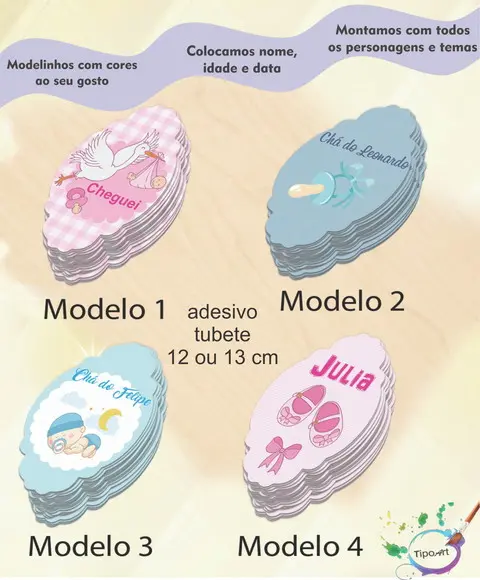 Adesivo para Tubete 12 ou 13 Cm-chá de Bebe
