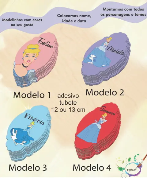 Adesivo para Tubete 12 ou 13 Cm-cinderela