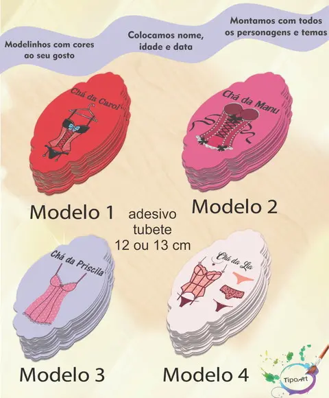 Adesivo para Tubete 12 ou 13 Cm-chá de Lingerie#2