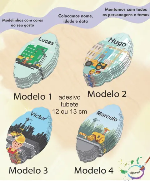 Adesivo para Tubete 12 ou 13 Cm-construção