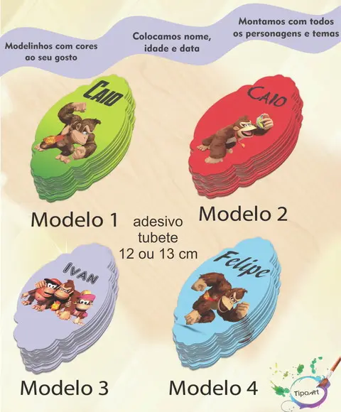 Adesivo para Tubete 12 ou 13 Cm-donkey Kong