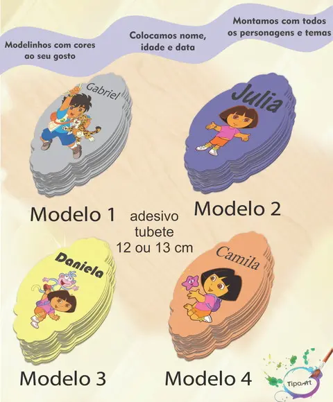 Adesivo para Tubete 12 ou 13 Cm-dora Aventureira