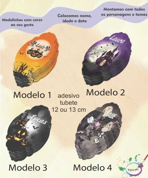 Adesivo para Tubete 12 ou 13 Cm-halloween#1