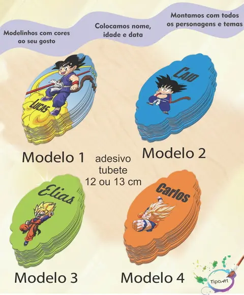 Adesivo para Tubete 12 ou 13 Cm-goku