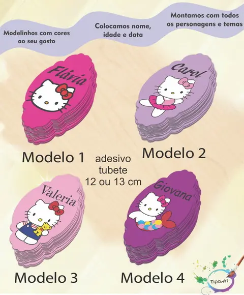 Adesivo para Tubete 12 ou 13 Cm-hello Kitty