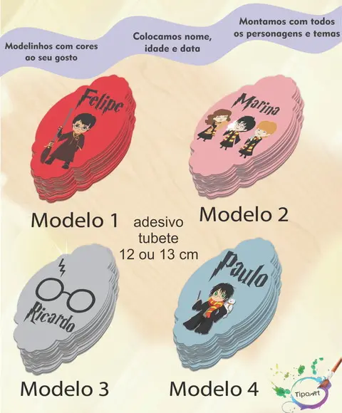 Adesivo para Tubete 12 ou 13 Cm-harry Potter-modelo 1