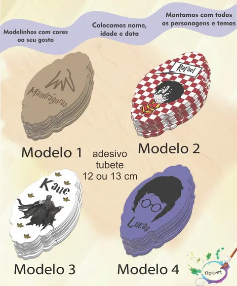 Adesivo para Tubete 12 ou 13 Cm-harry Potter-modelo 2
