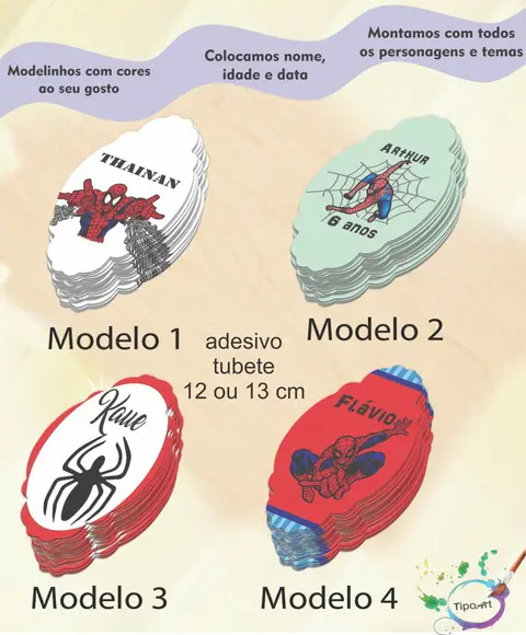 Adesivo para Tubete 12 ou 13 Cm-homem Aranha