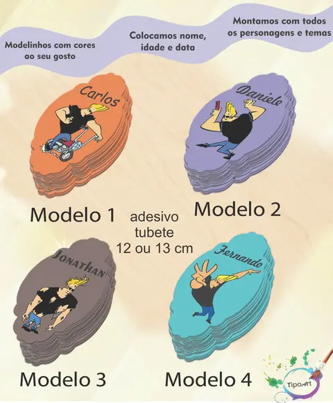 Adesivo para Tubete 12 ou 13 Cm-johnny Bravo