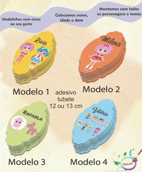 Adesivo para Tubete 12 ou 13 Cm-lalaloopsy