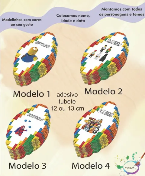 Adesivo para Tubete 12 ou 13 Cm-lego