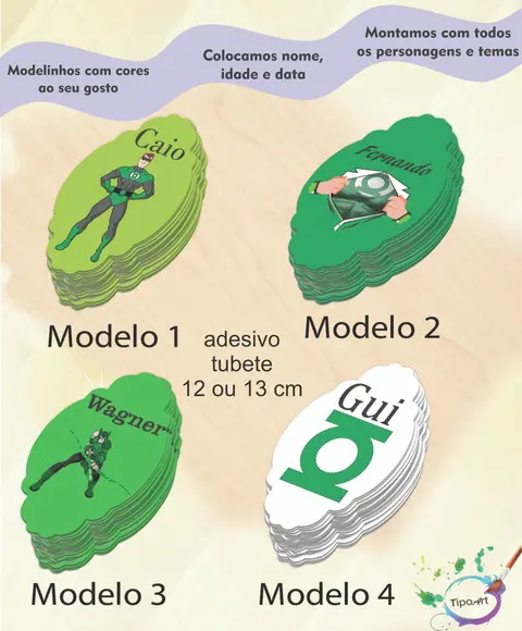 Adesivo para Tubete 12 ou 13 Cm-lanterna Verde