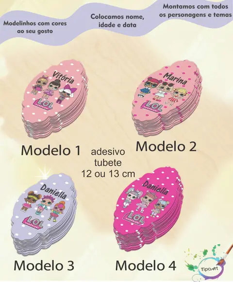 Adesivo para Tubete 12 ou 13 Cm-lol Surprise