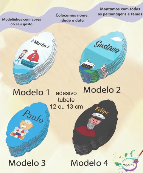 Adesivo para Tubete 12 ou 13 Cm-marinheiro