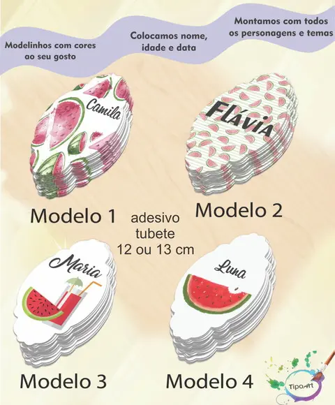 Adesivo para Tubete 12 ou 13 Cm-melancia