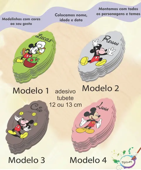 Adesivo para Tubete 12 ou 13 Cm-mickey