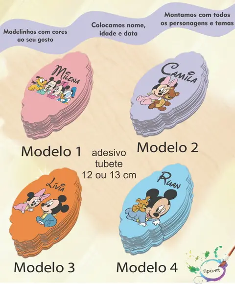 Adesivo para Tubete 12 ou 13 Cm-mickey Baby