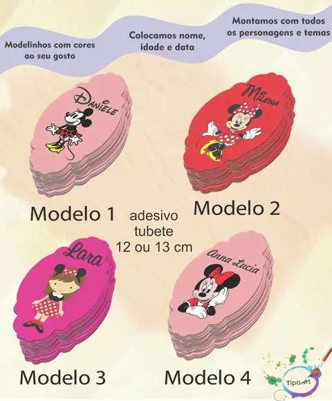 Adesivo para Tubete 12 ou 13 Cm-minnie