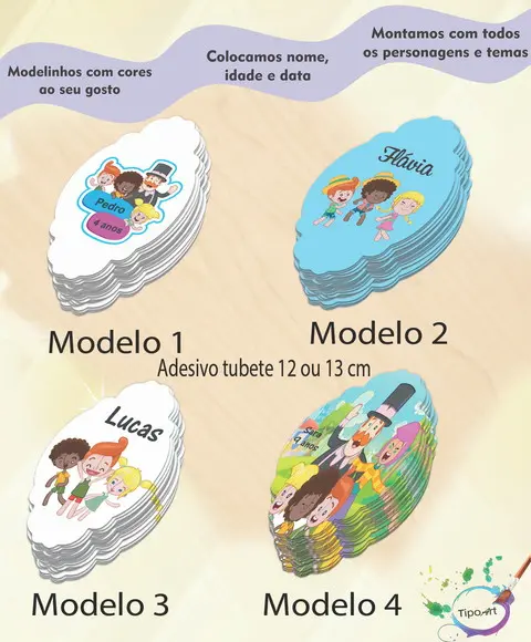 Adesivo para Tubete 12 ou 13 Cm-mundo Bita