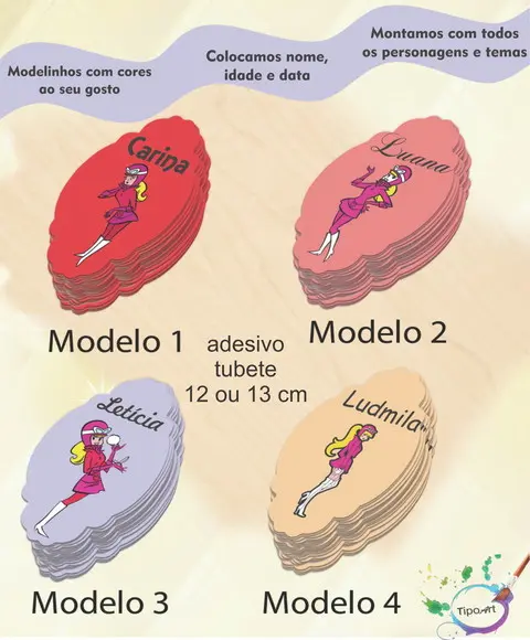 Adesivo para Tubete 12 ou 13 Cm-penelope Charmosa