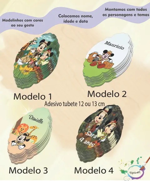 Adesivo para Tubete 12 ou 13 Cm-mickey Safari